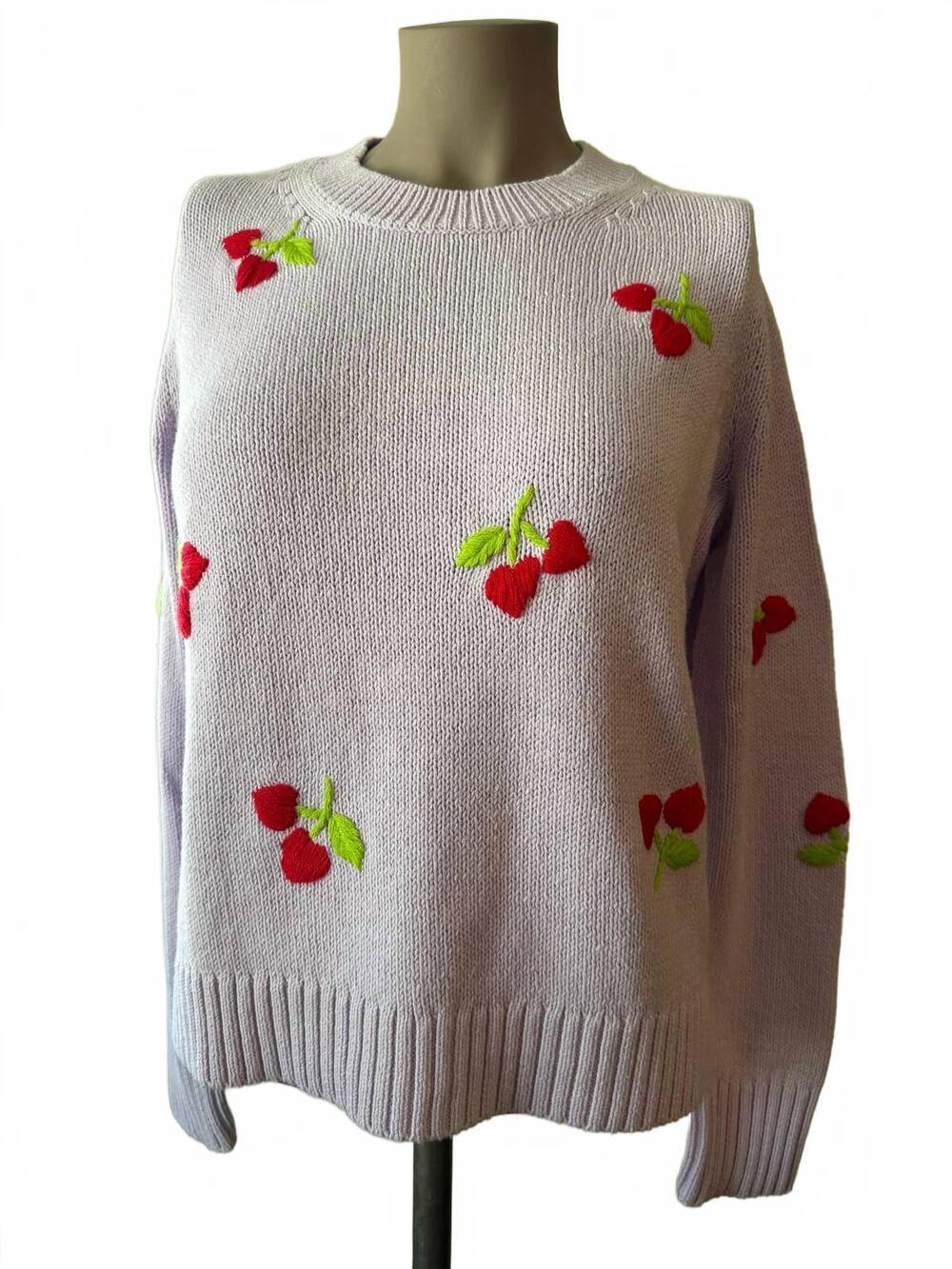 NEW LISA TODD women's cherry pick sweater in candy ice